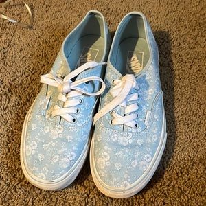 Baby blue floral vans
